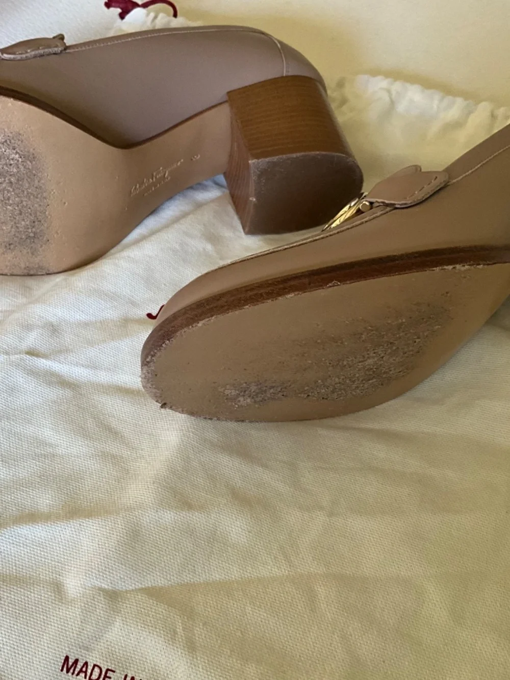 Salvatore Ferragamo Rollo 55 Loafers – Adobe Stone Calf Leather – Size 8 - Picture 8 of 9